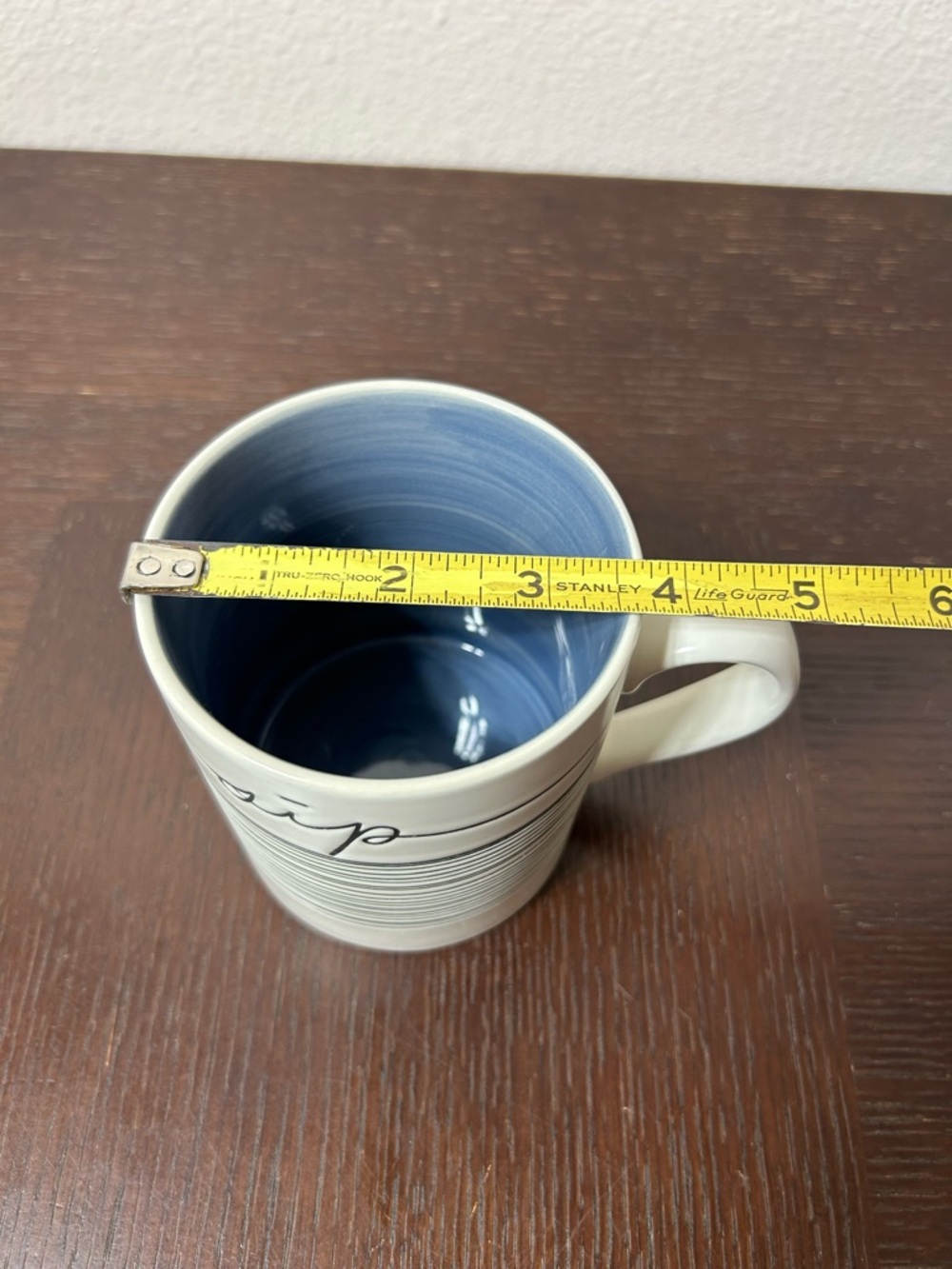 Pier 1 Imports Black White Blue Stoneware "sip" Discontinued Coffee Mug - Picture 9 of 10